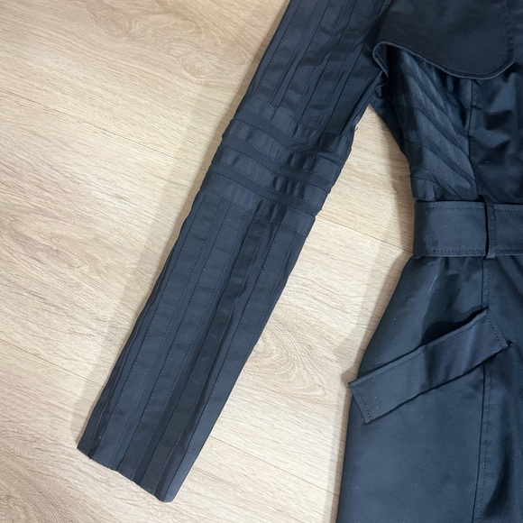 Bebe Black Belted Trench Coat NWOT - Picture 3 of 10